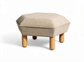 Hexagonal fabric ottoman with wooden legs 60 x 60 x 30cm beige color