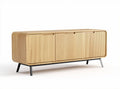Wooden sideboard with grooved doors and metal legs 150 x 40 x 70cm