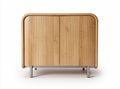 Wooden sideboard with ribbed design and metal legs 60 x 30 x 50cm