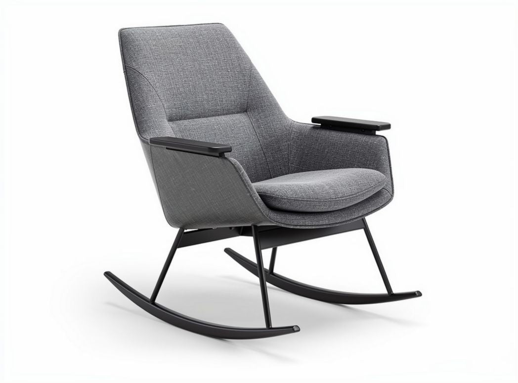 Rocking chair in soft fabric upholstery with wooden frame 80 x 70 x 90cm