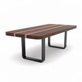 Wooden dining table with metal legs and natural finish 200 x 100 x 75cm