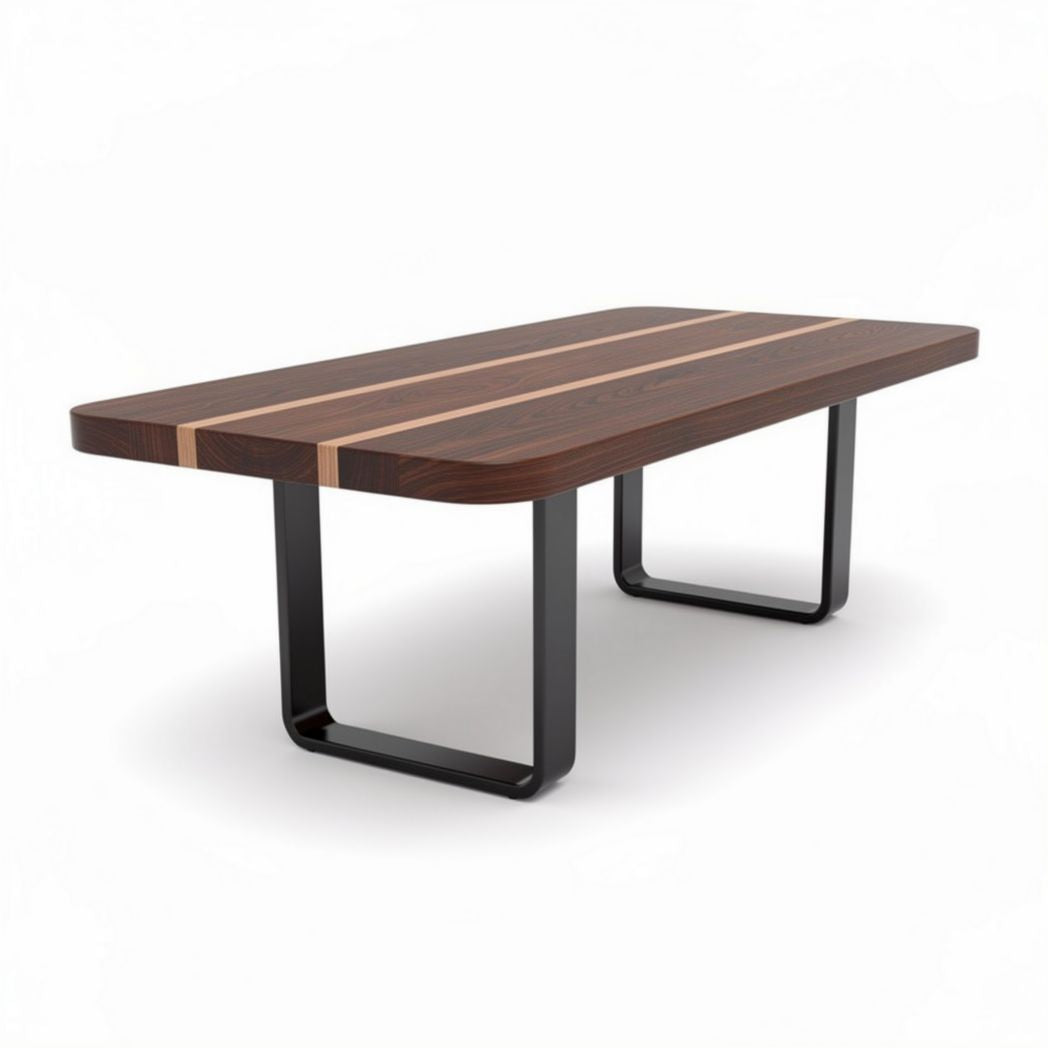 Wooden dining table with metal legs and natural finish 200 x 100 x 75cm