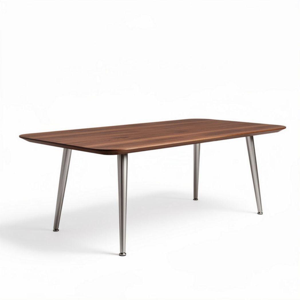 Walnut dining table with stainless steel legs 200 x 100 x 75cm