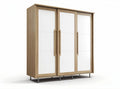 Wooden wardrobe with sliding doors and metallic legs 160 x 60 x 200cm