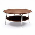 Round coffee table with wood finish and metal legs 80 x 80 x 40cm