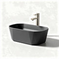 Black rectangular ceramic vessel sink with modern faucet 50 x 30 x 15cm