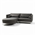 Modern sectional sofa with gray fabric upholstery and chrome legs 160 x 90 x 80cm